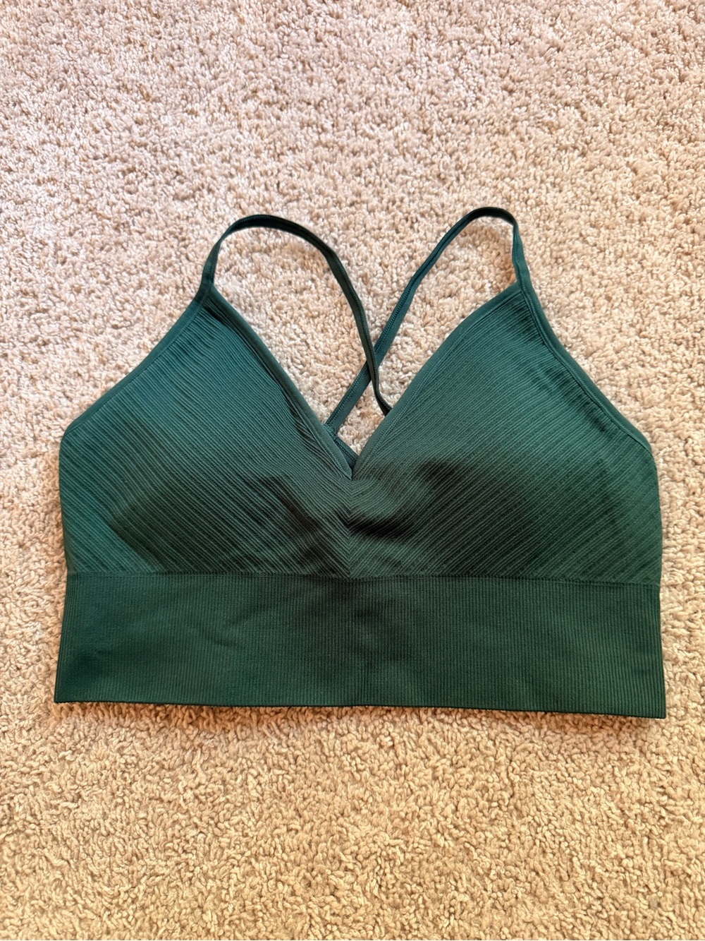 DSG Dark Green Ribbed Crossover Sports Bralette